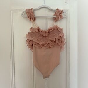 Free People Until Next Time Ruffle Bodysuit Sz Sm